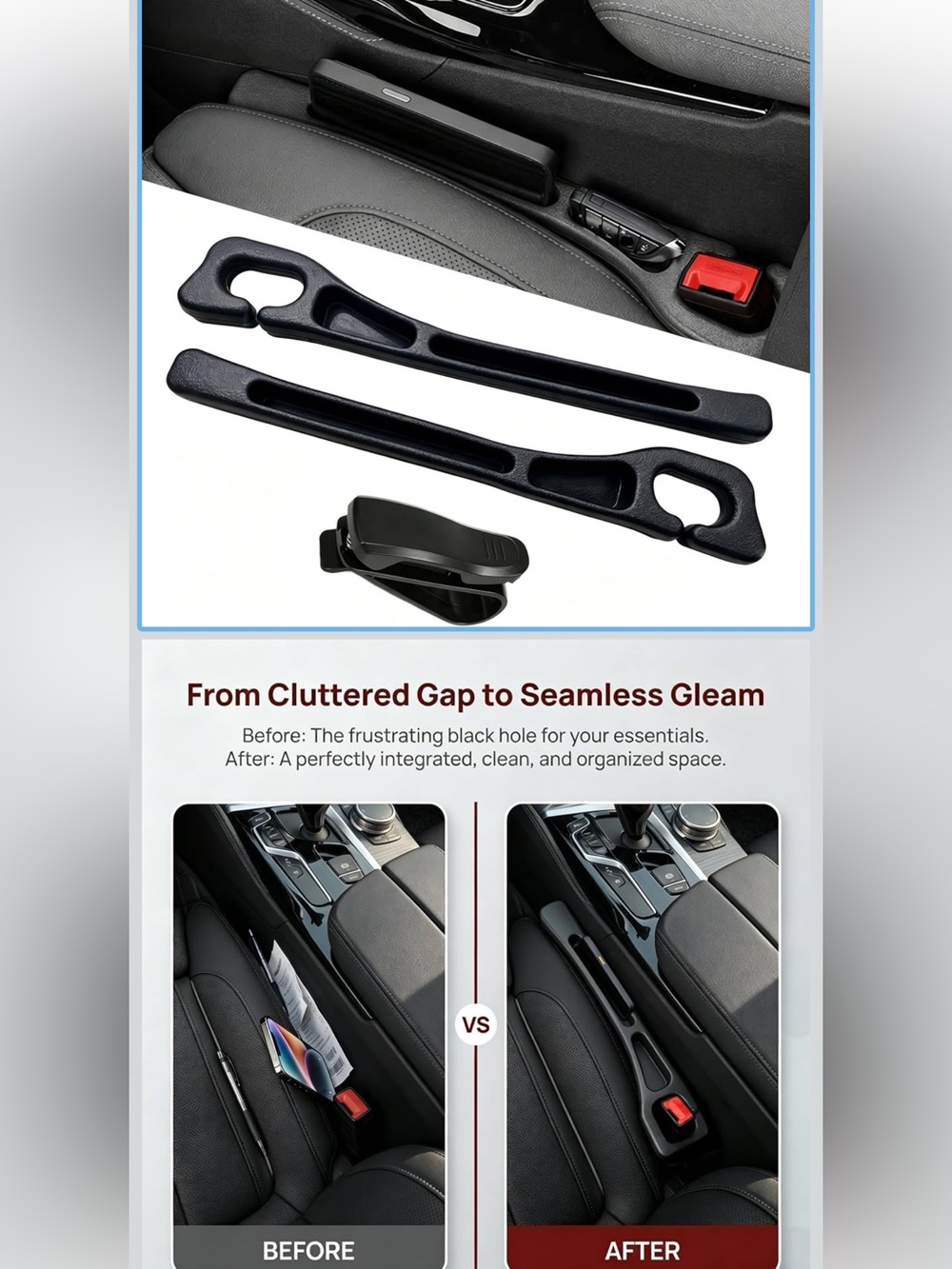 NIB Car Seat Gap Filler Organizer, Car Organizer Front Seat 2-in-1 Storage